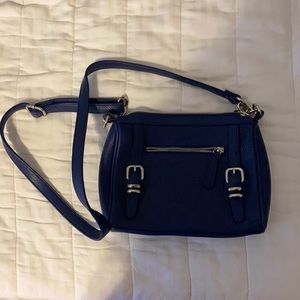 Navy Blue Pleather Cross Body Purse